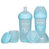 Twistshake 2x Pro Double Biberon Anticolico con Contenitore per Latte in Polvere - 330ml | Capezzolo Simile al Seno in Silicone a Flusso Rapido | Senza BPA | Adatto per Bambini (4m+) | Blu