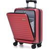 TydeCkare Trolley Bagaglio a Mano 55x40x20 cm, 34L, con Tasca Frontale, ABS+PC Rigido Ultraleggero Rigidità 4 Ruote Silenziose, Chiusura a Combinazione, Vino rosso