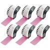 BETCKEY - 6 Rotoli DK-22225 Etichette a Lunghezza Continua Compatibile con Brother, 38mm x 30.48m, 6 Etichette Colorate Rosa per Stampanti di Etichette Brother QL