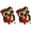 THUN, Bomboniera Gufo Lucky Laurea in Ceramica Decorata a Mano, Versione Piccola, 5.4 x 5.4 x 6.2 cm h (Confezione da 2)