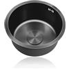 TYLAOXIAO Lavello Cucina 1 Vasca Nero Lavandino Cucina Piccolo Lavabo Cucina In Acciaio Inox,Lavabo Tondo con Set Di Drenaggio,Installazione Appoggio o Sottopiano (Ø 28cm)