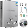 EagerMinds Scaldacqua a gas propano gpl 6L/8L, modalità inverno ed estate, scaldabagno istantaneo senza serbatoio 16kw con kit doccia, bruciatore per campeggio, camper, casa