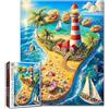 Tucocoo Puzzle per adulti, 1000 pezzi, fantasia, spiaggia, isola, faro, oceano, paesaggio costiero, opera d'arte, rilassante, estate, puzzle artistico, colorato, impegnativo, regalo per adulti, famiglia