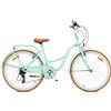 sun baby FLOWER BIKE RETRO - bicicletta donna 26 pollici, Shimano 7 velocità, portapacchi, cavalletto, parafanghi, copricatena, city bike retrò - Menta