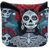 GuoChe Mallet Putter Cover Magnetica Snap Putter Copertura per Mallet Square PU Pelle Impermeabile La Catrina Dia De Los Muertos Fiori messicani