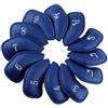 TWISAXC Set di copritesta per ferri da golf oversize, spessi, impermeabili, facili da riconoscere con numeri colorati, copritesta per ferri da golf, per, Blu, 18x8cm