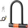 ReachMall Lucchetto a U con 2 chiavi antifurto, 16 mm, in lega di acciaio con copertura in silicone e design antipolvere per mountain bike