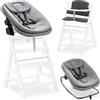 hauck Seggiolone Alpha+ Newborn Set Highchair Bouncer 3in1 - Sediolone Pappa Bimbi in Legno Da 0 Mesi Con Sdraietta Neonati Dondolo e Cuscino - Bianco