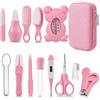 YZDYSHJ Kit di Cura per Neonati 13 in 1, Set Completo Toeletta Igiene con Tagliaunghie, Cesoie e Accessori per Bagno, Custodia Rigida EVA Portatile Senza BPA, Ideale per Casa Ospedale e Viaggio (Rosa)