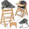 hauck Seggiolone Pappa Evolutivo Alpha Move Newborn Set - Sedia Bambini Da 0 Mesi con Nuova Sdraietta Neonati Premium, Cintura 5 Punti, Ruote, Vassoio e Cuscino - Naturale, Grigio
