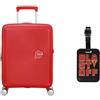 American tourister Soundbox valigia bagaglio a mano 55 cm rosso con etichette bagaglio, blast off