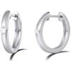 Carleen Orecchini a Cerchio Donna in Oro Bianco 14kt (585) Solido con Gemma Naturale Diamante 0,05 ct Gioielli - Diametro: 14 mm