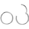 FANSING 2 anelli da naso in acciaio chirurgico, per cartilagine, orecchini a cerchio, da uomo, per setto nasale, elice, trago, daith, conchiglia, labbro, lobo dell'orecchio, 16 Gauge 8mm, Metallo, Non