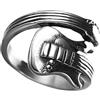 HIJONES Uomo Acciaio Inossidabile Punk Rock Wrap Around Chitarra Anello di Musica Argento Misura 17