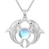 MUUYON Collana con delfino in argento Sterling 925, con pietra di luna, con ciondolo a forma di delfino, oceano e animali marini, idea regalo per donne