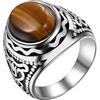 OIDEA Anello Occhio Tigre Uomo: Anelli da Pollice Argento Ovale in Acciaio Inox Biker Punk Hip Hop Gotico Anallergico - Per Uso Quotidiano Regalo, #8(57mm)=ES17, Acciaio inossidabile Acciaio