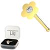 Monster Piercing 9k tinta giallo oro chiaro cristallo pietra fiore 22 Gauge naso osseo naso Stud Piercing gioielli