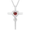 FANCIME Croce Ciondolo Collana Infinito Cuore Gioielli per Donna in Argento 925 Placcato Oro Bianco con Vera Granato Naturale - Catena Lunghezza: 40 + 5 cm