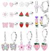 KALVICA 14 Paia Orecchini Bambina Anallergici Set Orecchini Acciaio Chirurgico Senza Nichel Farfalline Fiore Cuore Accessori Moda per Ragazza Bambina Donna（Oro/Argento)
