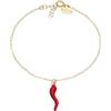 Louis Ciocchetti dal 1887 Bracciale Argento 925 con Corno Portafortuna, smaltato, catenina colore oro Regolabile, Idea Regalo Uomo e Donna, Made in Italy