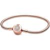 PANDORA Signature Bracciale con corona brillante in maglia snake placcato in oro rosa 14 carati con zirconi cubici trasparenti, 20
