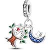 Unique Charm Casa sull'Albero e Luna in Argento 925 Multicolore per Pandora