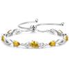 FANCIME Bracciale tennis con citrino, pietra del mese di novembre, in argento sterling con maglie regolabili da 9x7 mm - Gioielli di alta gamma - Regali di compleanno per donne, mamme, mogli e lei.