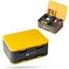 OnlyPRIME Porta Medicine Nero e Giallo con Tagliapillole Integrato, Portapillole Settimanale con 8 Scomparti, Porta Pillole da Viaggio Compatto per Vitamine Capsule e Compresse