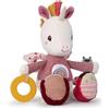 LILLIPUTIENS - Giocattolo attività Lena l'Unicorno - Sonaglio interattivo per Bambini con Specchio, Anello per la dentizione in Silicone, Campanellino e Rumore di Carta - da 9 Mesi