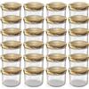 Oputec Set 24 Barattoli da 230 ml con Tappo a Vite Oro - Perfetti per Marmellate, Confetture e Altro Ancora, Mini Contenitori con Coperchio