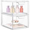 Salubohum 2 pezzi organizer cassetti acrilico trasparente - cassettiera plastica - cassetti impilabili per armadio con 16 tappetini antiscivolo - organizer trucco per bagno, toeletta, cassettiera e scrivania