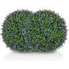 HOMCOM Set di 2 Piante Artificiali a Sfera con Fiori di Lavanda, Piante Finte Anti-UV per Casa e Giardino, Ø42 cm, Verde e Viola
