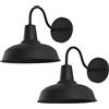 Moddeny 2 Pezzi Applique da parete retrò per esterni, lampada da fienile a collo d'oca nera, lampade da parete esterne impermeabili E27 per veranda, garage, patio