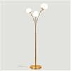 VR VETRINEINRETE Vetrineinrete® Lampada da terra piantana design moderno in metallo oro con 3 sfere in vetro opalino attacco G9 lume da interno