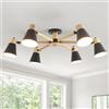 Schindora Nero Lampadario Camera Da Letto 6 Luci,Legno E Ferro Lampadario Soggiorno A Bracci Luminosi Regolabili lampadari E27 Ø82Cm Moderno Lampadario Cucina Per Letto Casa Camera Salotto