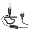 ledscom.de Lampada da tavolo TRIN nero con spina e interruttore + lampada E14 LED 452lm bianco caldo