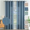 MIULEE Tende Lino con Anelli Effetto Lino Soggiorno Moderna Tenda Voile Semitrasparenti Naturale 2 Pezzi, 140 x 260 cm Blu