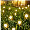 MeLtor Lucciole Solari da Giardino, 4 Confezione da 6 8 10 LED Luci per Giardino, Impermeabile Ip65 Luci per Il Giardino,WarmLight-10LED