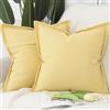 Madizz 2 Pezzi Poliestere Lino Copricuscini con bordo largo Morbido Decorativo Fodere per Cuscino Lusso Stile per Divano Camera da Letto 40x40 cm Giallo