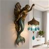 Generico Sirenas Lampada Da Parete, 8 Inch Resina Applique Sirenas Luci, Vintage Bronzo Antico Sirene Lampada Applique Parete Con Lanterna, Novità Sirene Appliques Luci Notturne, Per Casa Camera Letto