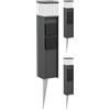 ledscom.de 3 lampioni da terra PODEL con picchetto da terra per esterni, 39 cm, antracite, 2 prese, lampadina G9 inclusa, 596 lm, bianco