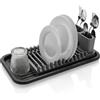 Generico Scolapiatti da Appoggio con Portaposate, Salvaspazio per Lavello Cucina, Asciugapiatti Compatto in Polipropilene, Nero, 44 x 24,5 cm