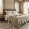Clara Home Milano Clara Home Copriletto Matrimoniale 260x260 Chevron, Coperta Letto con Frange, Copridivano Elegante Bianco Beige, Tessuto Leggero per Camera da Letto e Salotto, Tortora