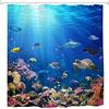 Goodbath Fisch Tenda da doccia, Stoffo anti-muffa oceanico impermeabile per bagno vasca, 180 x 180 cm, Blu chiaro