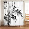 Bovlleetd 120x180cm Tenda da Doccia Bambù Tecnica Inchiostro Motivi di Bambù Stile Inchiostro Cinese Tradizionale Estetica Orientale Elegante Tessuto Impermeabile con Ganici Decorazione Artistica