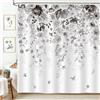 hometrixx Tenda Doccia Primavera 180 x 200 cm Floreale Acquerello Fiori Grigio Poliestere Impermeabile Tenda Vasca da Bagno con 12 Ganci Lavabile in Lavatrice per Casa Hotel
