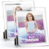Acrrynii 2 Pezzi Cornice Foto 20x25 cm in Vetro, Cornici per Foto 25x20, Moderno Trasparente Portafoto da Tavolo in Argento per Matrimonio, Case, Ufficio, Regalo, Orizzontale o Verticale