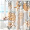 GCIREC Tenda Doccia, 180x200cm, Arancione Tropical Sea Shells Conchiglie Bussole Grigio Corallo Oceano Impermeabile Tessuto Macchina Lavabile Tenda da Bagno con Ganci
