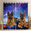 Tbrand per finestre con motivo cane galassia per ragazze e ragazzi in 3D con stampa di cane da pastore tedesco,chic, blu, tendaggi per finestra con motivo animale domestico e cucciolo, W66 x L72