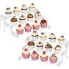 Lifewit Espositore Profum, Trasparente Espositori Acrilico, Alzate per Espositori per Cupcake, Buffet, Dessert, Smalti per Unghie, Spezie, Cosmetici, 3 Livelli, 2 Confezione, 30 cm